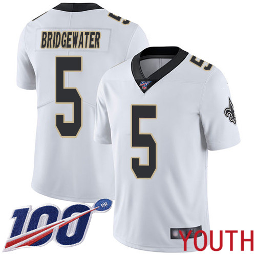 New Orleans Saints Limited White Youth Teddy Bridgewater Road Jersey NFL Football #5 100th Season Vapor Untouchable Jersey->new orleans saints->NFL Jersey